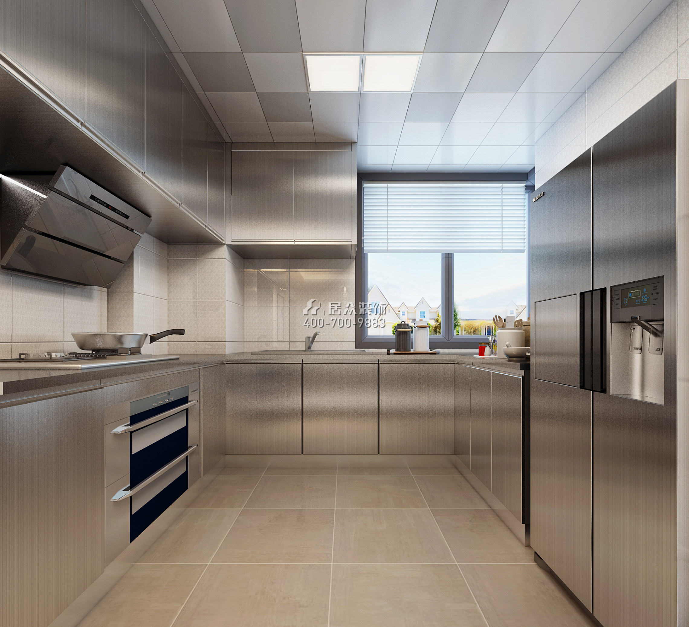 中駿藍灣悅庭110平方米現代簡約風格平層戶型廚房裝修效果圖