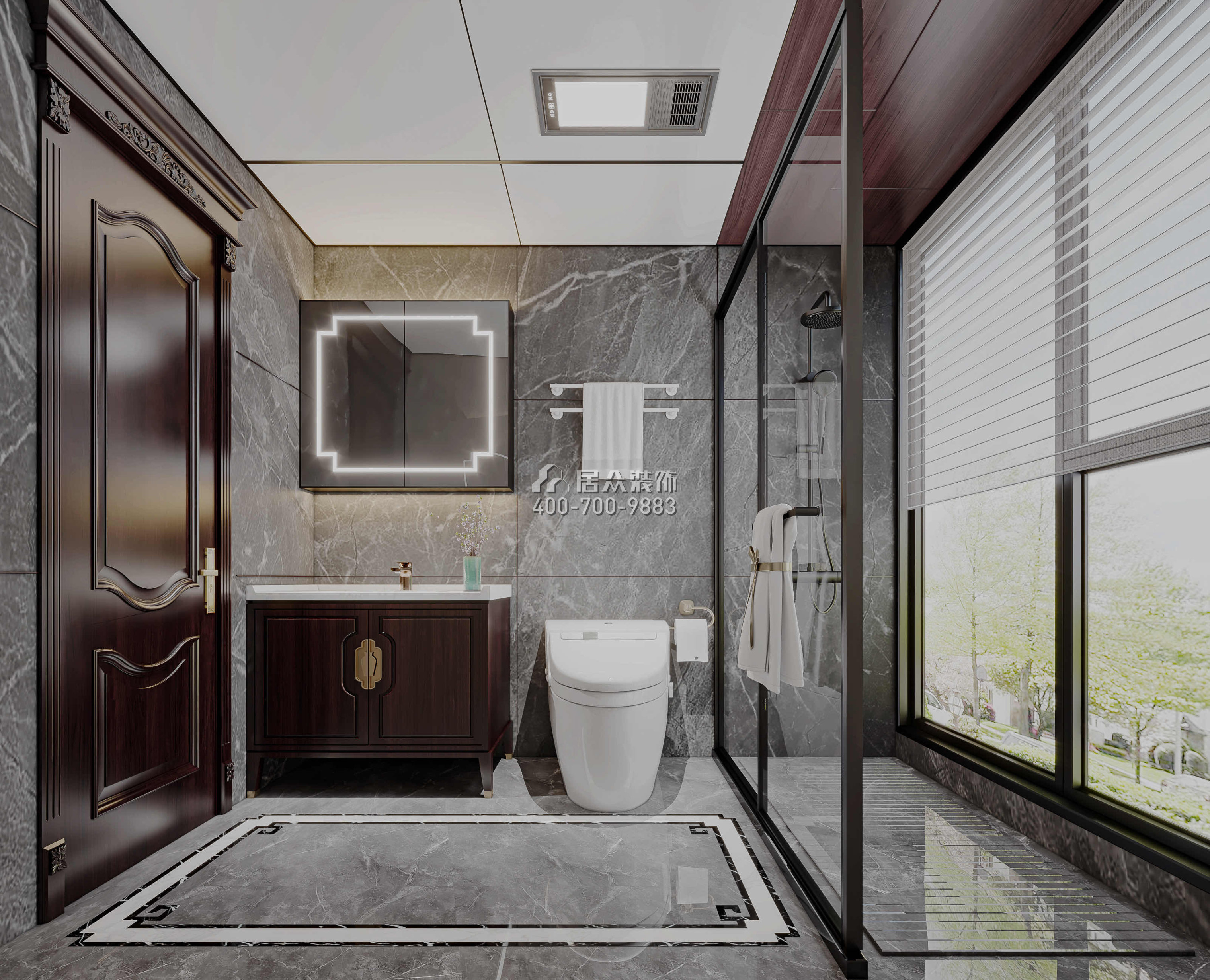 金地格林泊乐270平方米中式风格别墅户型卫生间装修效果图