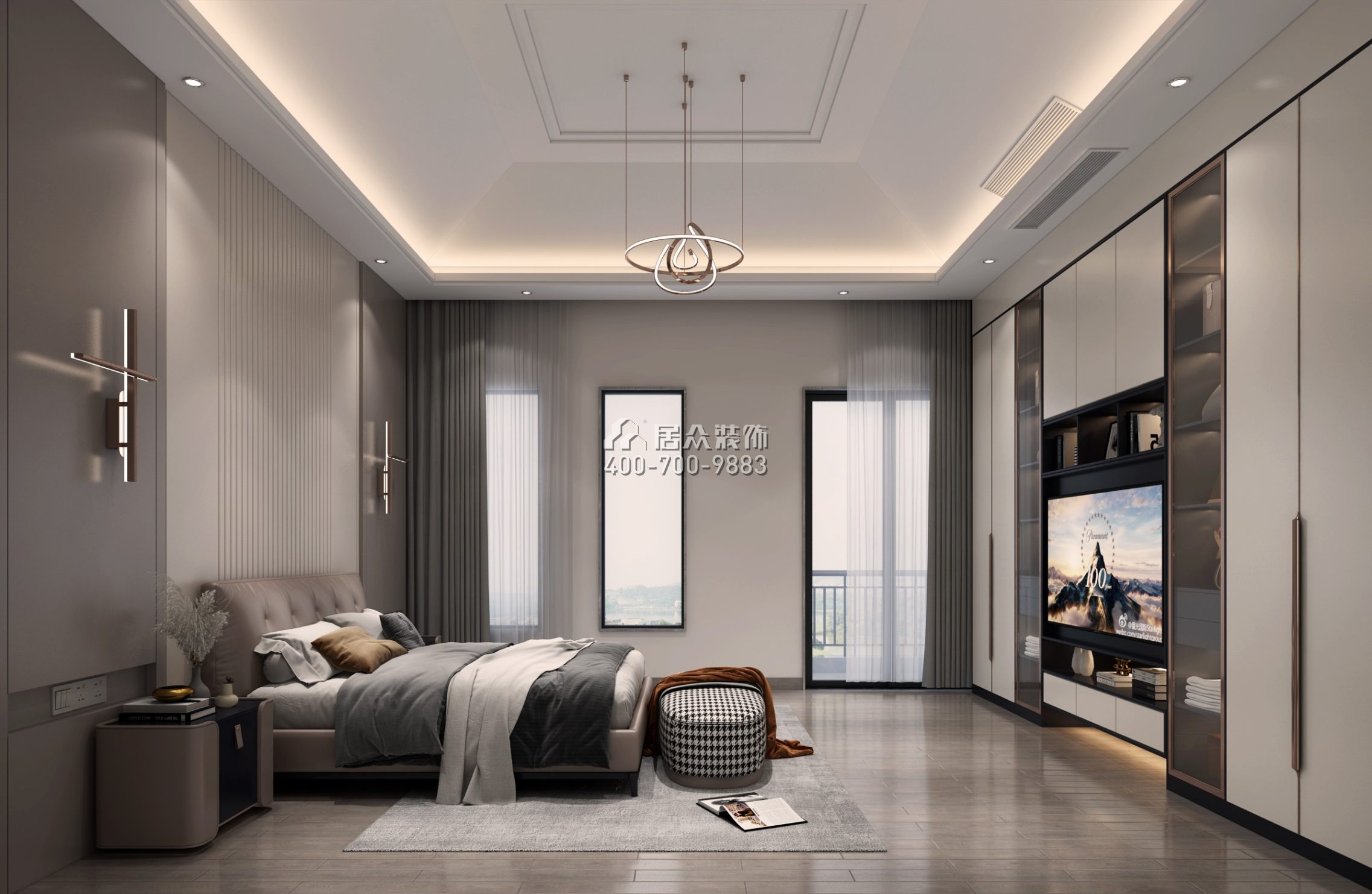 譽景名居270平方米現代簡約風格別墅戶型臥室裝修效果圖