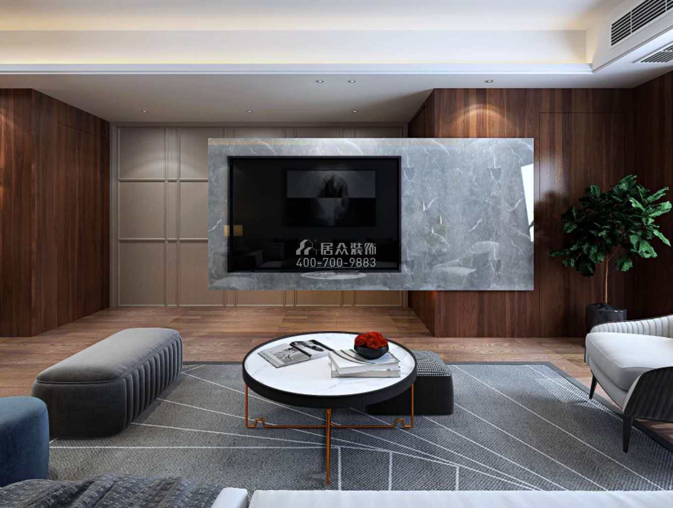 三一翡翠灣90平方米現代簡約風格平層戶型客廳裝修效果圖