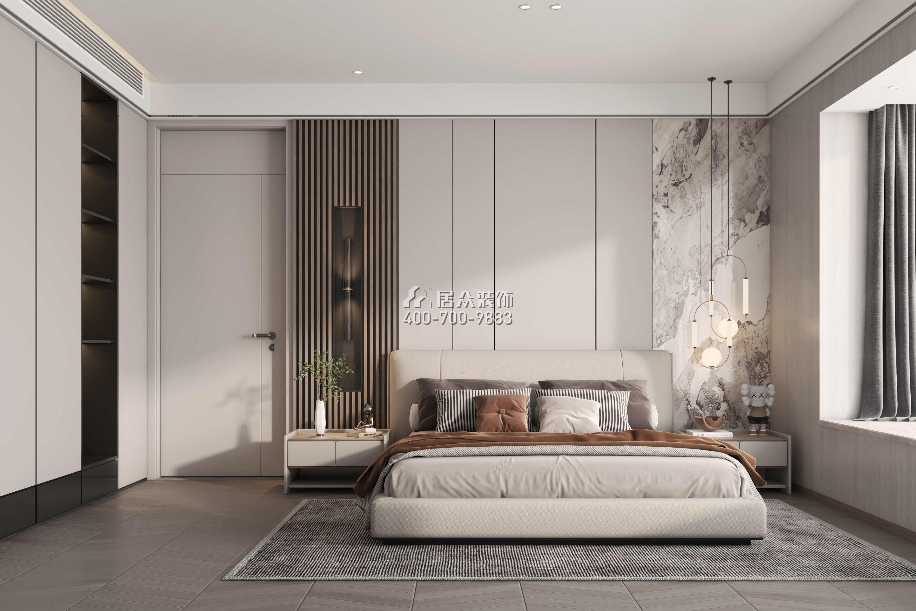 恒裕滨城花园110平方米现代简约风格平层户型卧室装修效果图