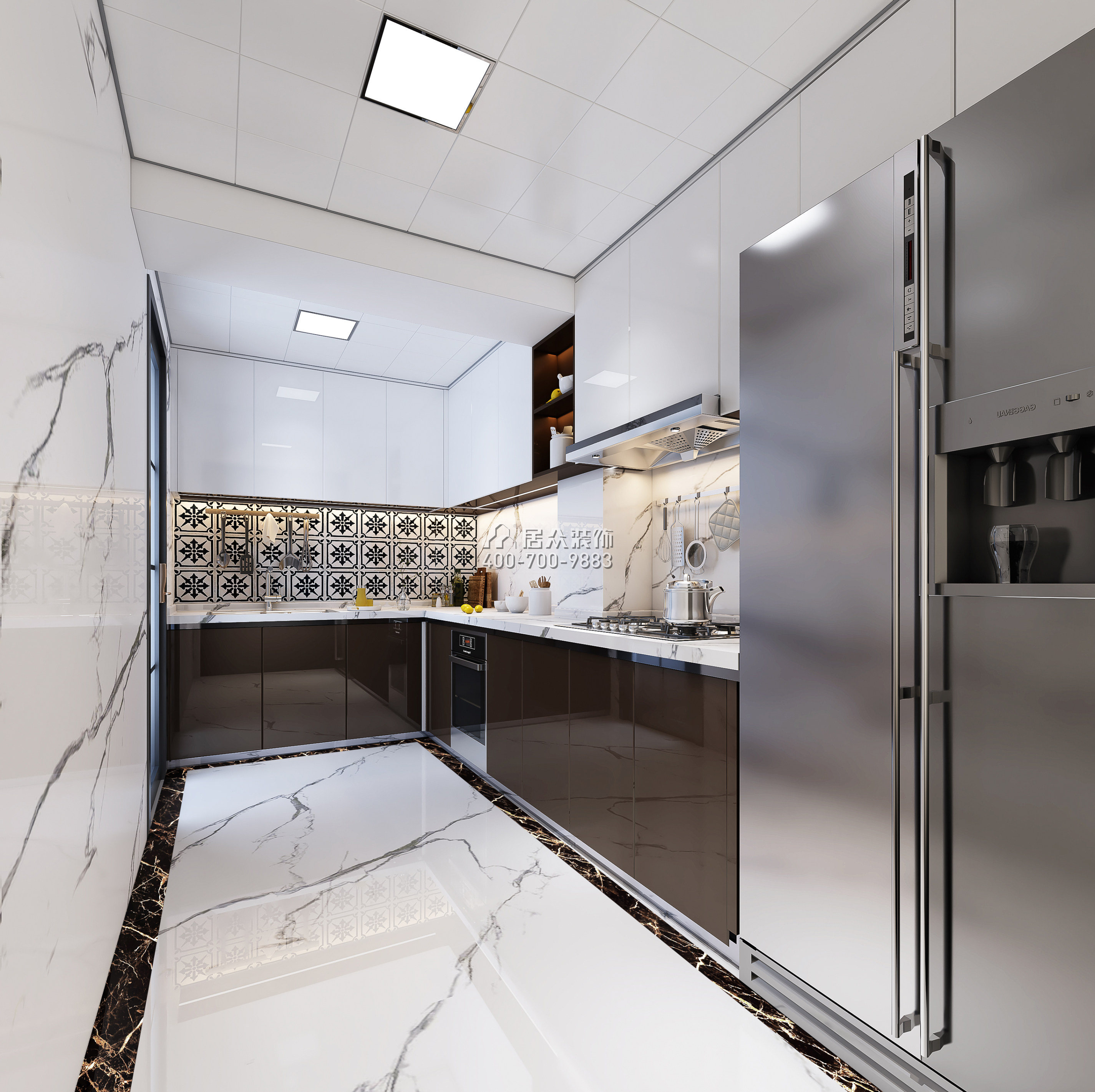 華潤城一期150平方米現代簡約風格平層戶型廚房裝修效果圖