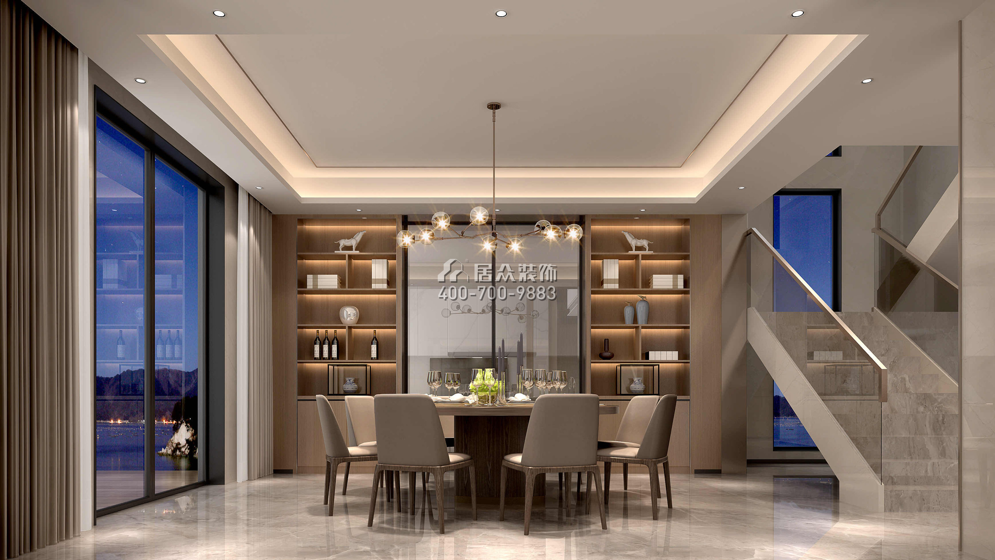 海逸豪庭366平方米現代簡約風格別墅戶型餐廳裝修效果圖