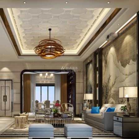 凤城郦都384平方米中式风格别墅户型客厅装修效果图