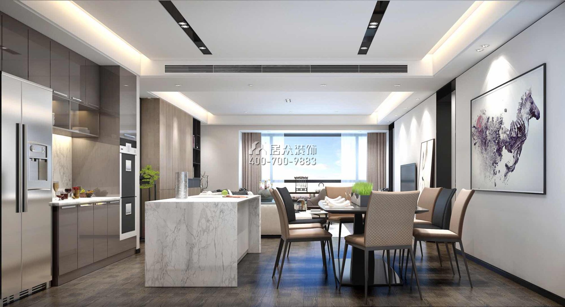 香山美墅四期203平方米现代简约风格平层户型厨房装修效果图