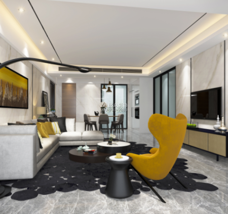 新世界商務中心170平方米現代簡約風格平層戶型客廳裝修效果圖