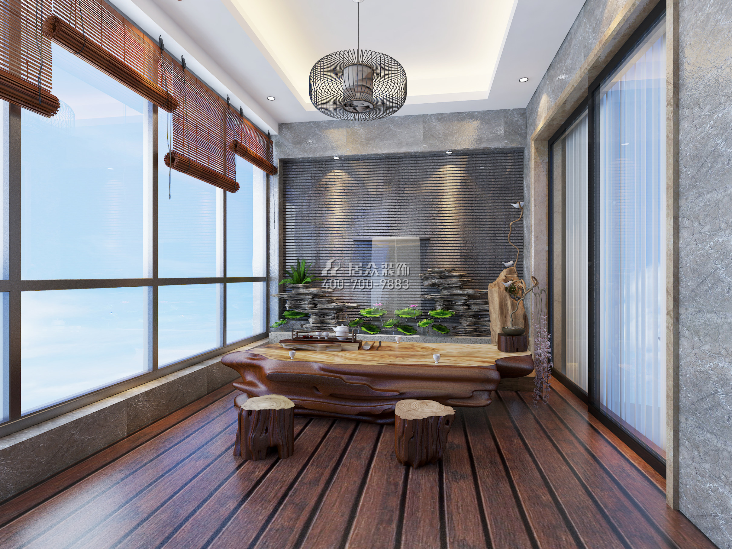 京基濱河時代廣場186平方米現代簡約風格平層戶型茶室裝修效果圖