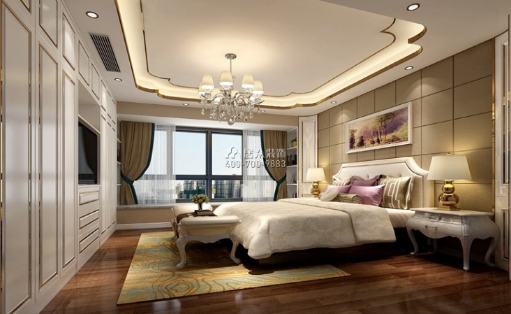 幸福城二期127平方米美式风格平层户型卧室装修效果图