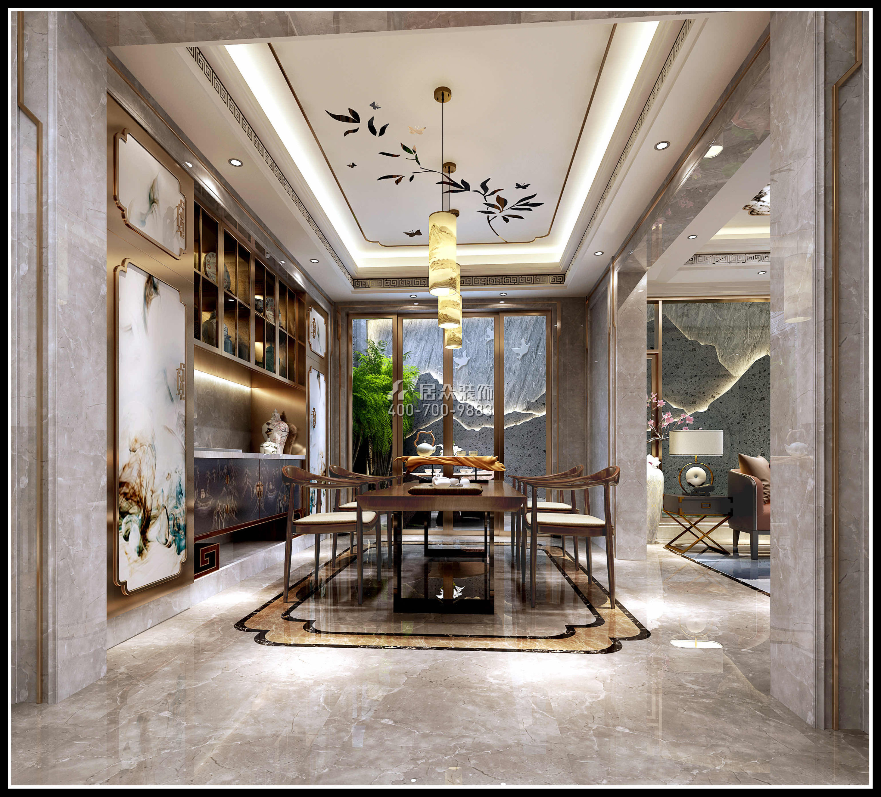鼎峰源著700平方米混搭风格别墅户型餐厅九州平台官方网站（中国）有限公司效果图