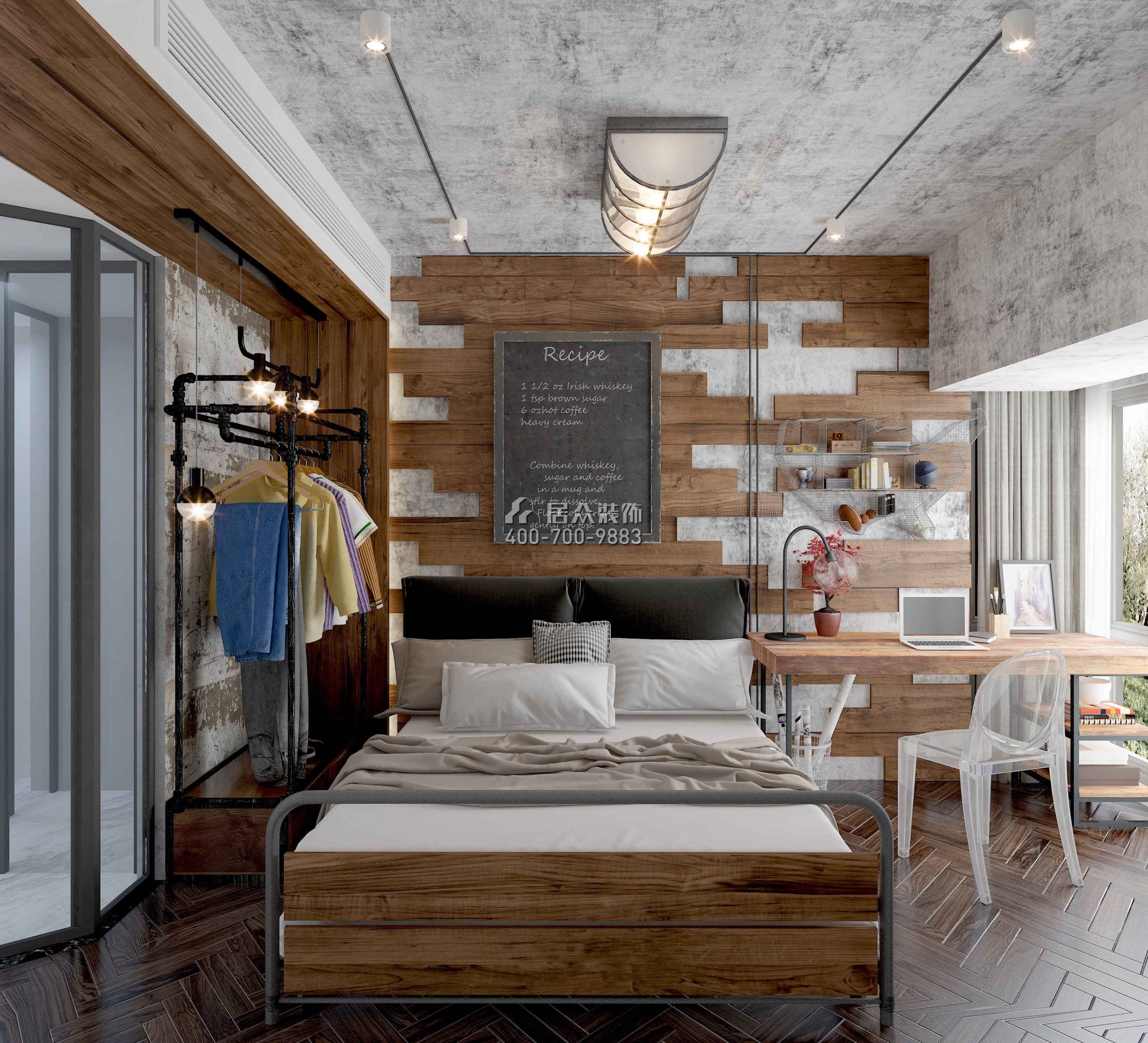 山语海苑一期101平方米混搭风格平层户型卧室装修效果图