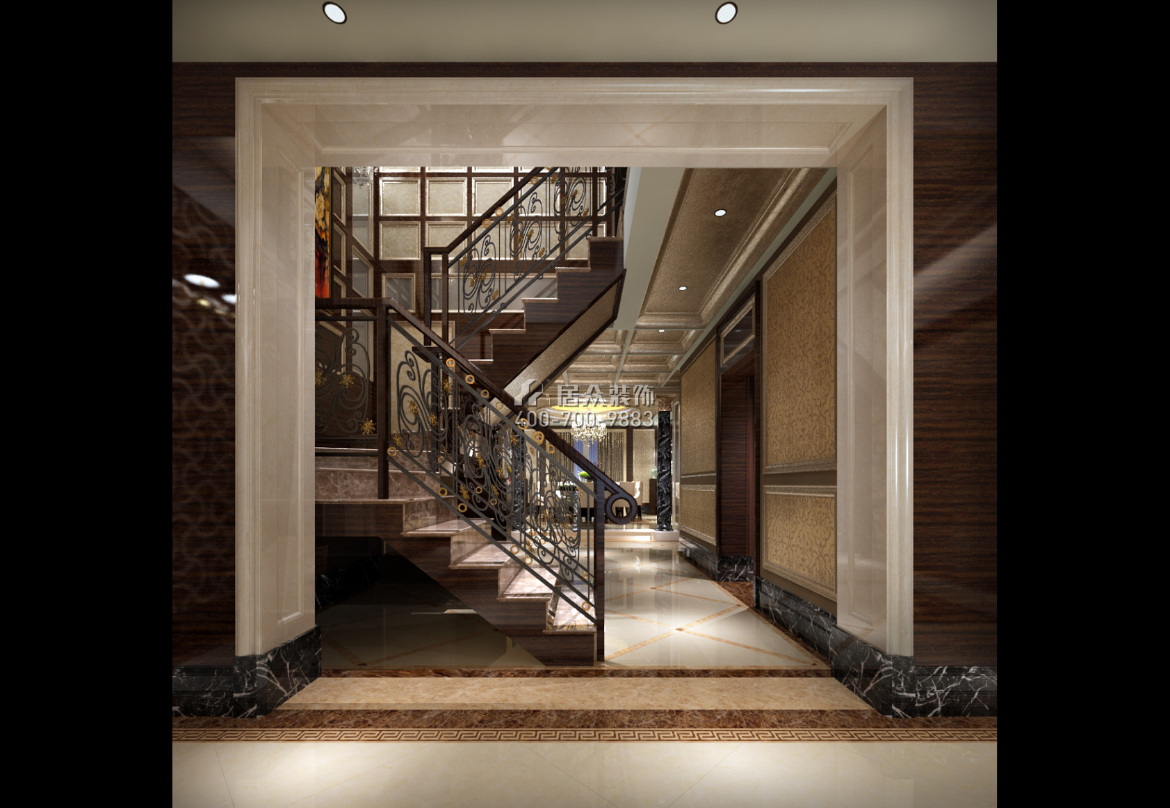 波托菲諾純水岸520平方米新古典風格復式戶型樓梯裝修效果圖