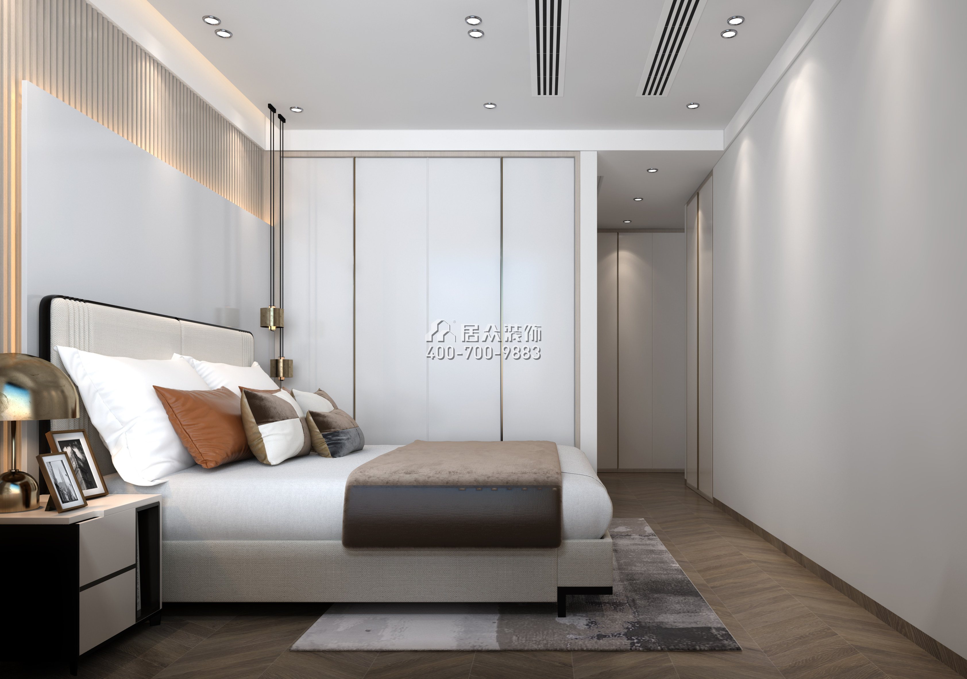 翠湖香山别苑120平方米现代简约风格平层户型卧室装修效果图