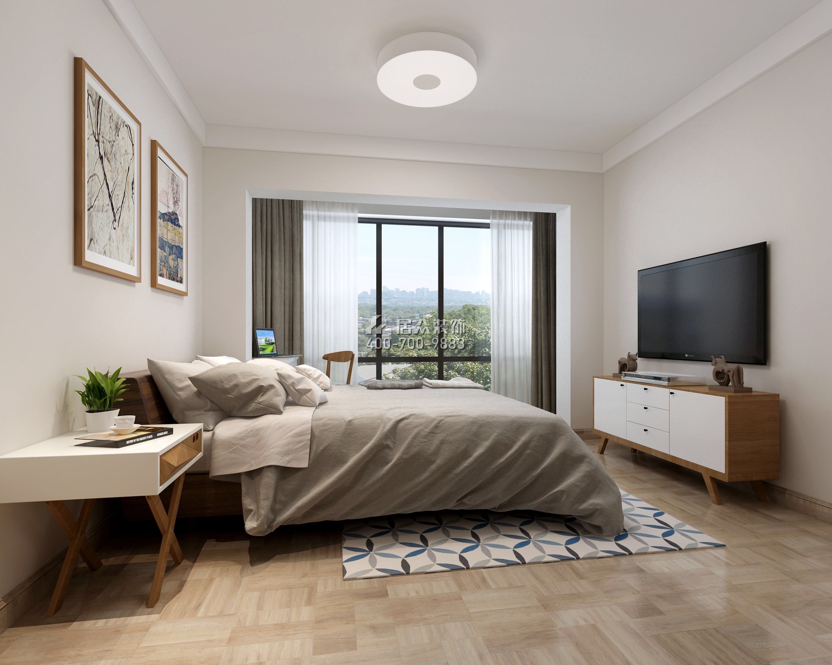 万象新园100平方米现代简约风格平层户型卧室装修效果图