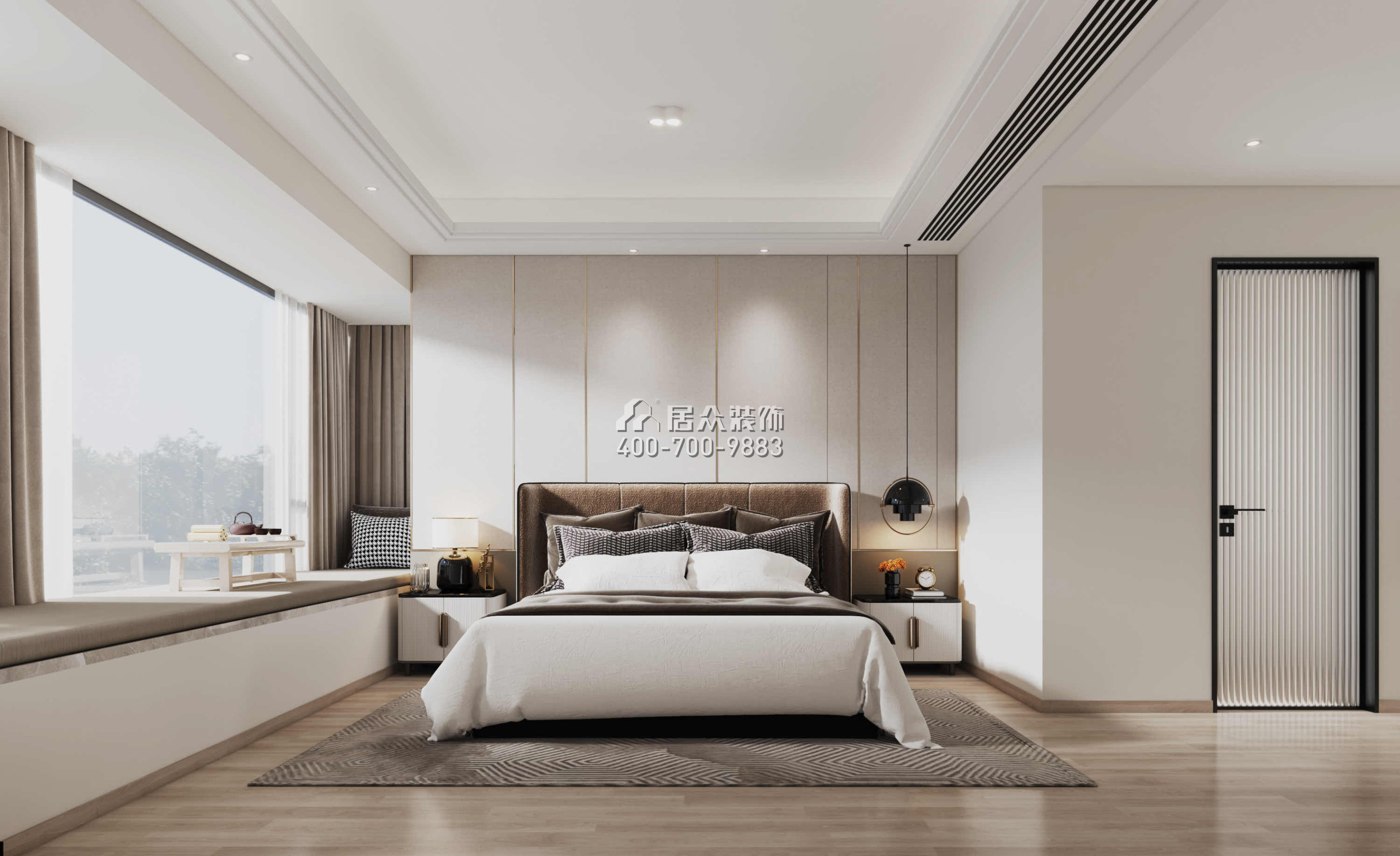 华发绿洋湾191平方米现代简约风格平层户型卧室装修效果图