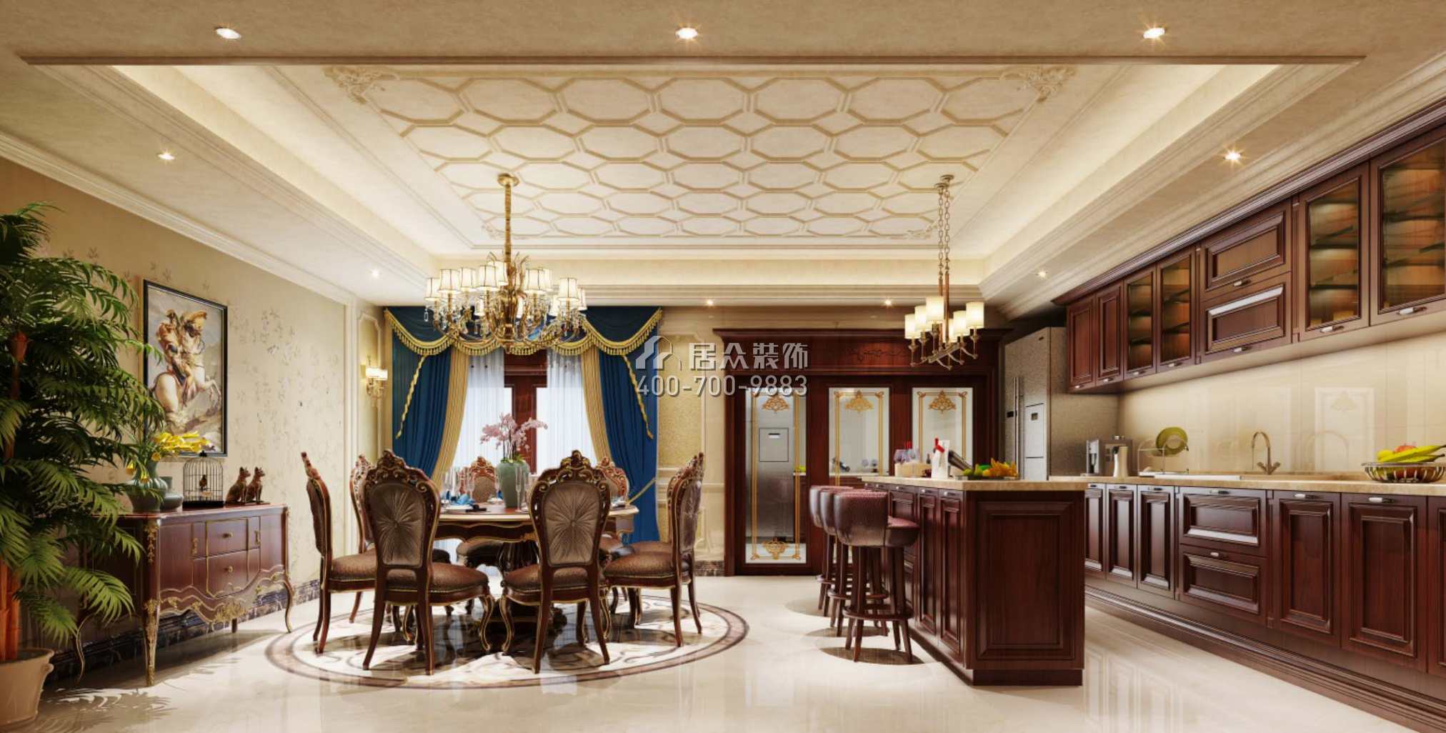 东原湖山樾400平方米欧式风格别墅户型餐厅装修效果图