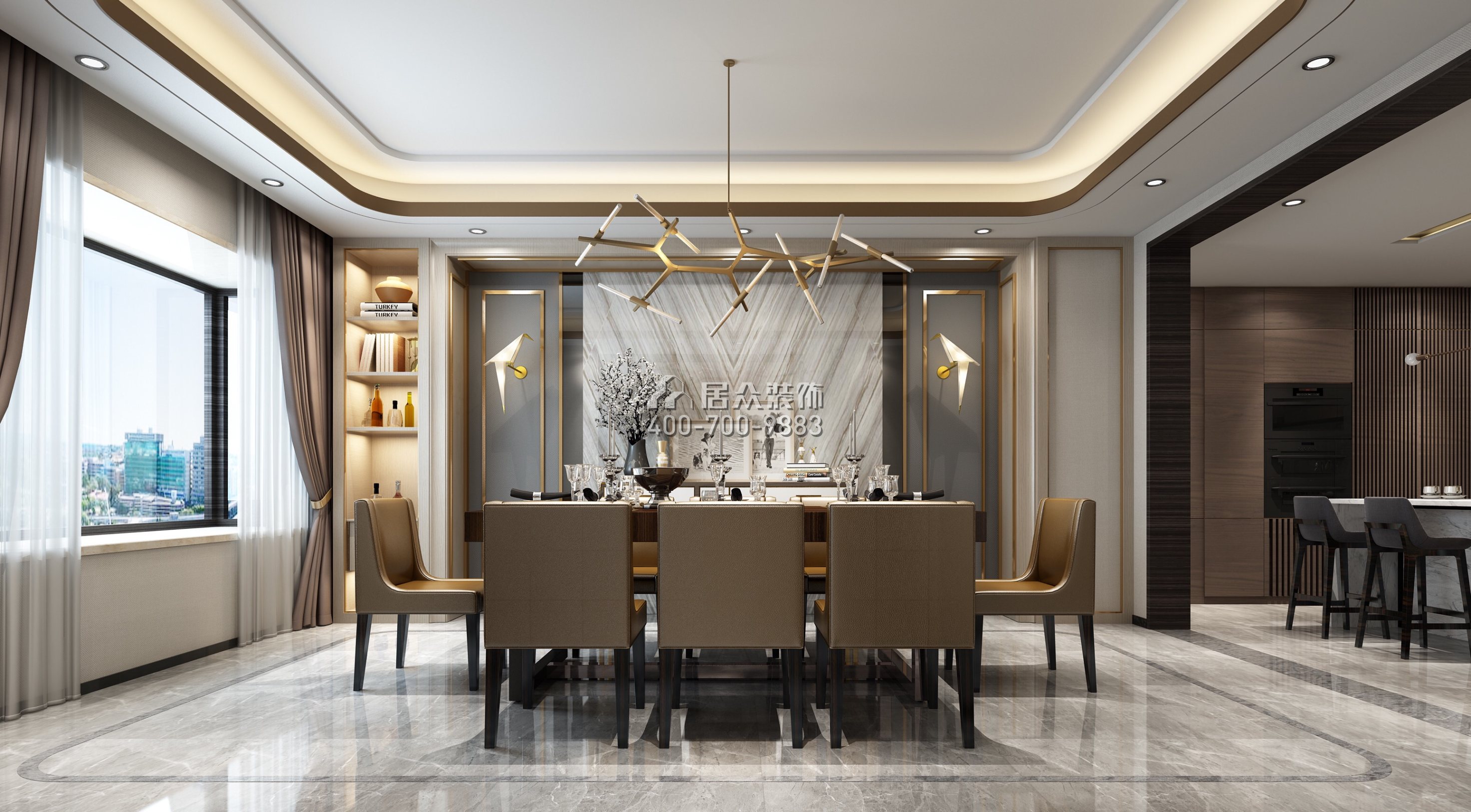 安柏麗晶180平方米現代簡約風格平層戶型餐廳裝修效果圖