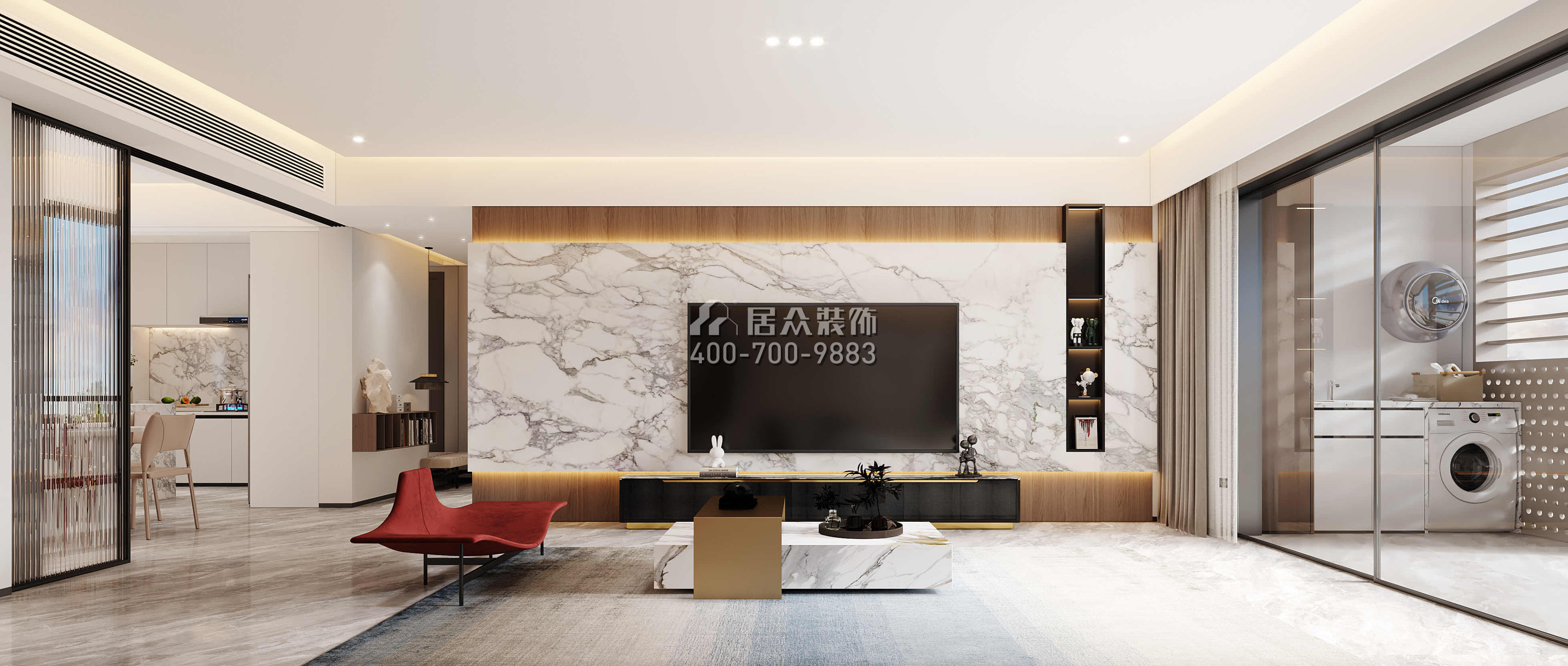 深业中城185平方米现代简约风格平层户型客厅（中国）科技有限公司官网效果图