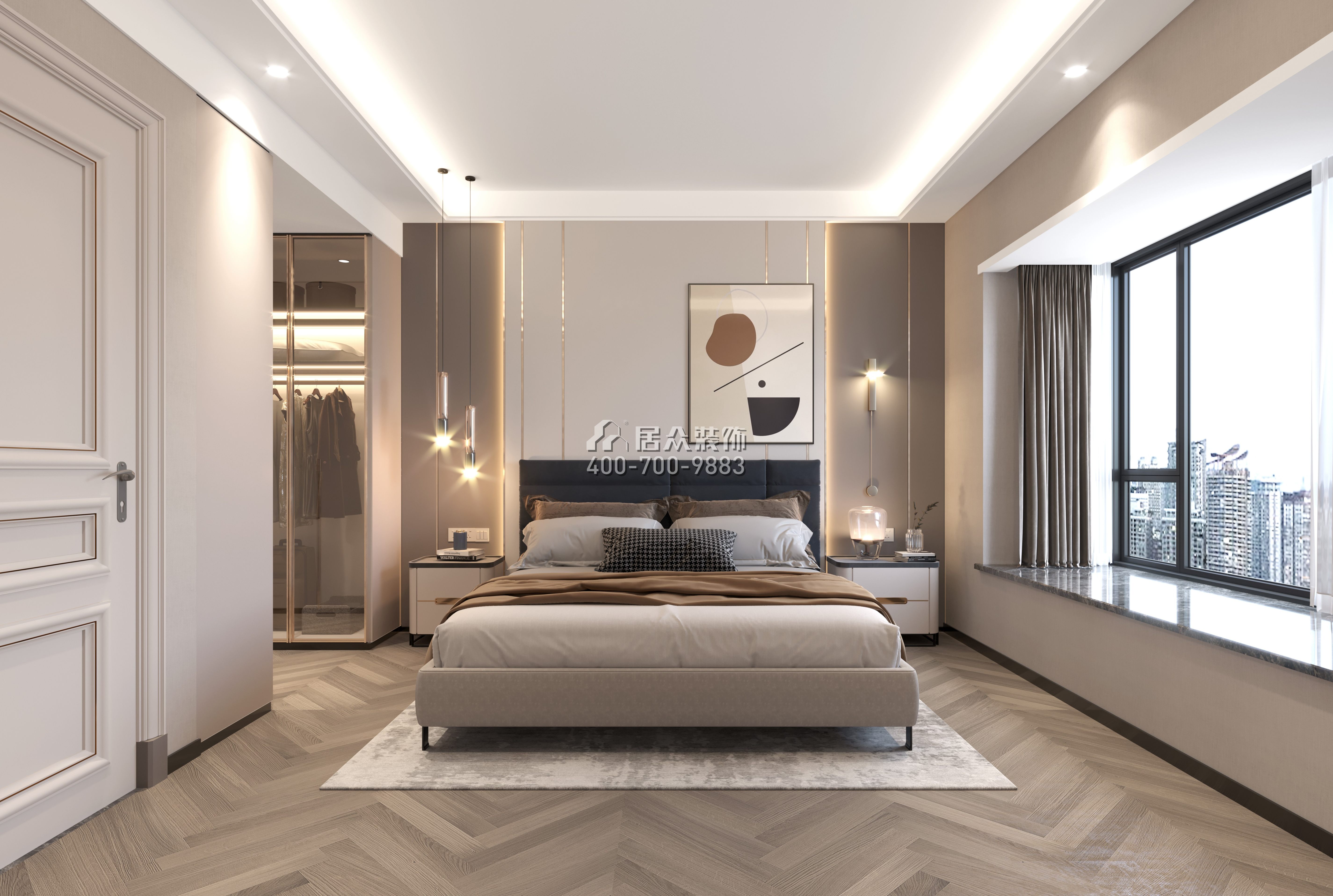 星城翠珑湾128平方米现代简约风格平层户型卧室装修效果图