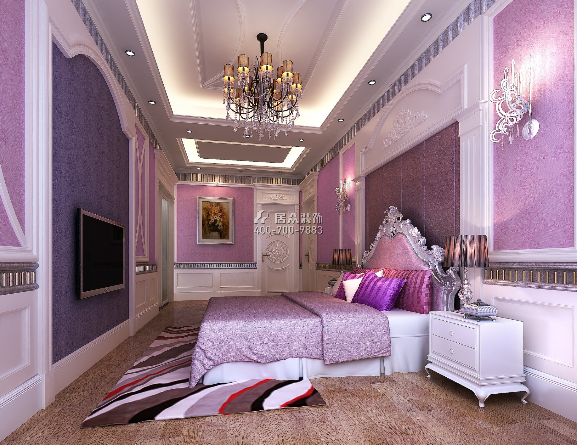万科兰乔圣菲685平方米欧式风格别墅户型卧室装修效果图
