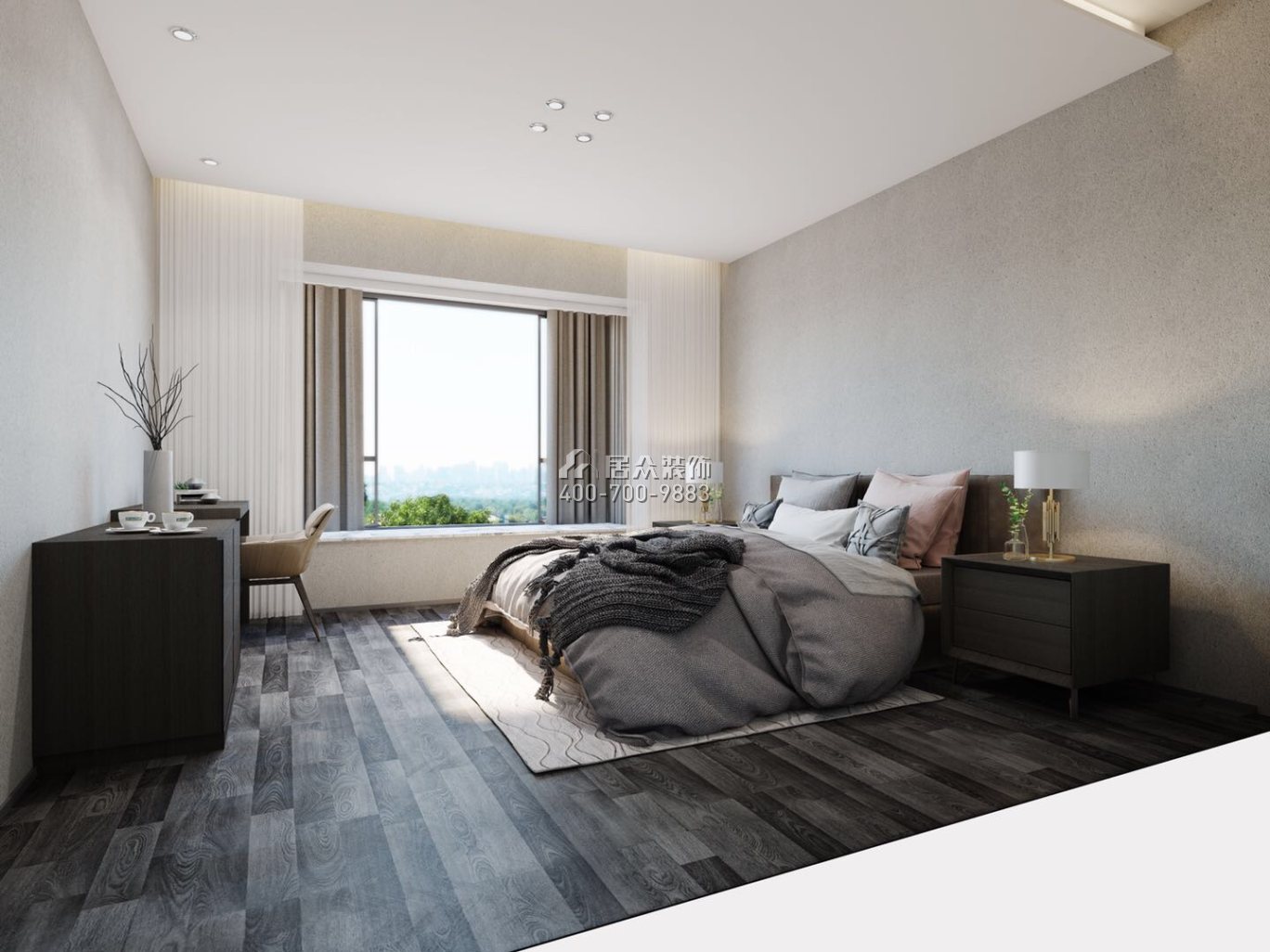 三湘海尚180平方米现代简约风格平层户型卧室装修效果图