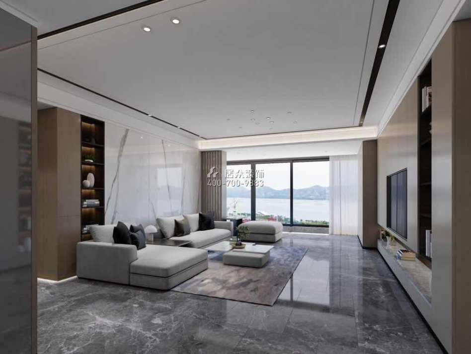 翡翠海岸花园190平方米现代简约风格平层户型客厅装修效果图