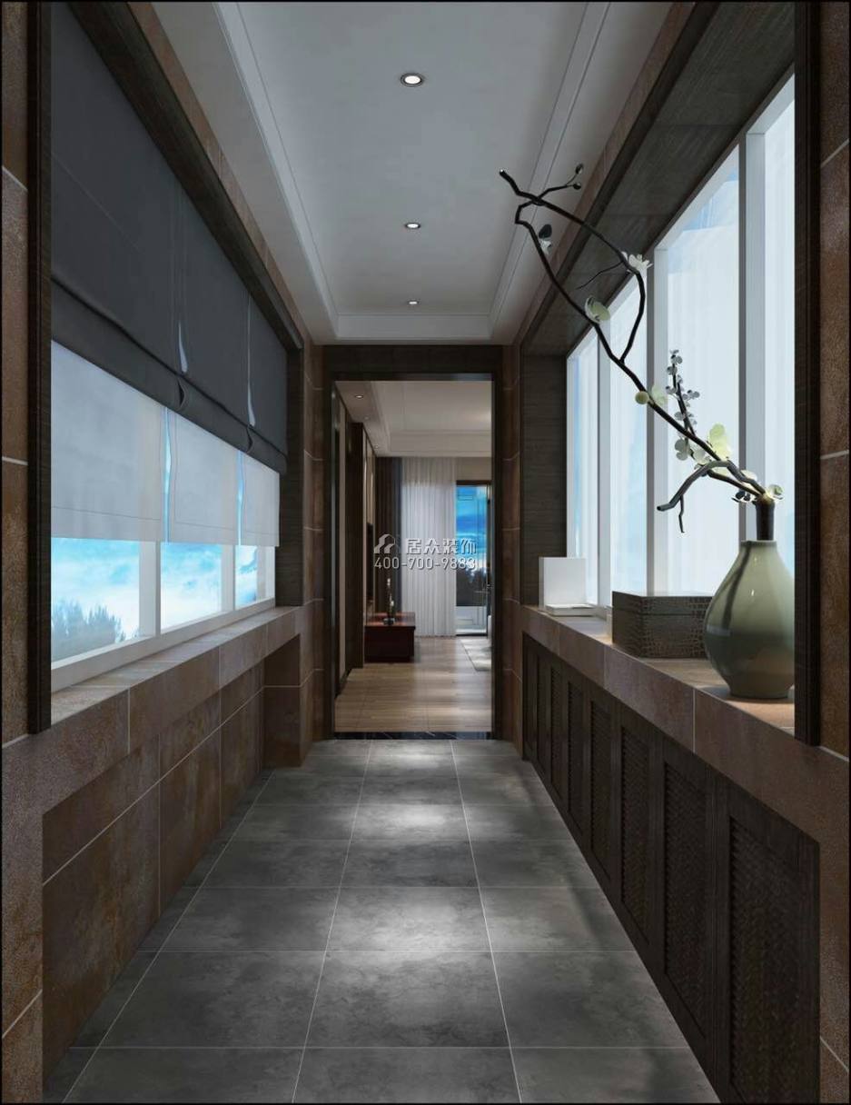 时代睿城121平方米中式风格平层户型客厅装修效果图