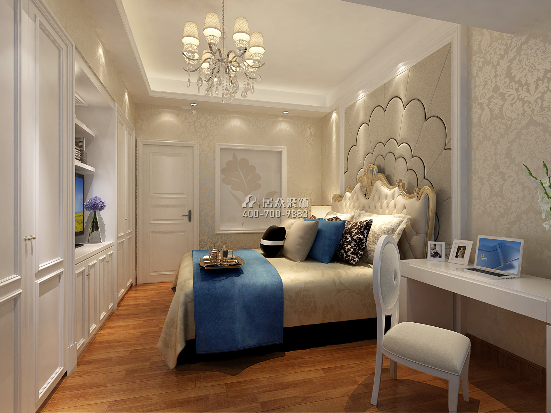 雅居乐剑桥郡245平方米中式风格平层户型卧室装修效果图