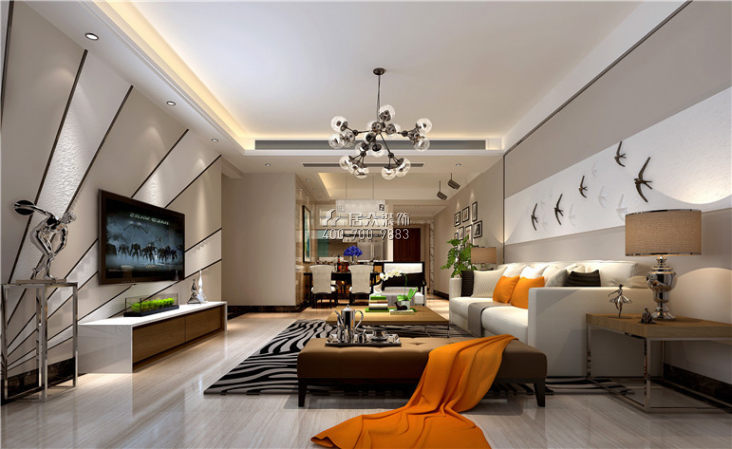 金沙咀国际广场150平方米现代简约风格平层户型客厅装修效果图