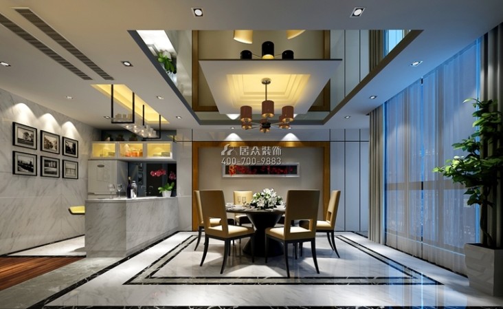 东海闲湖城360平方米现代简约风格复式户型餐厅装修效果图