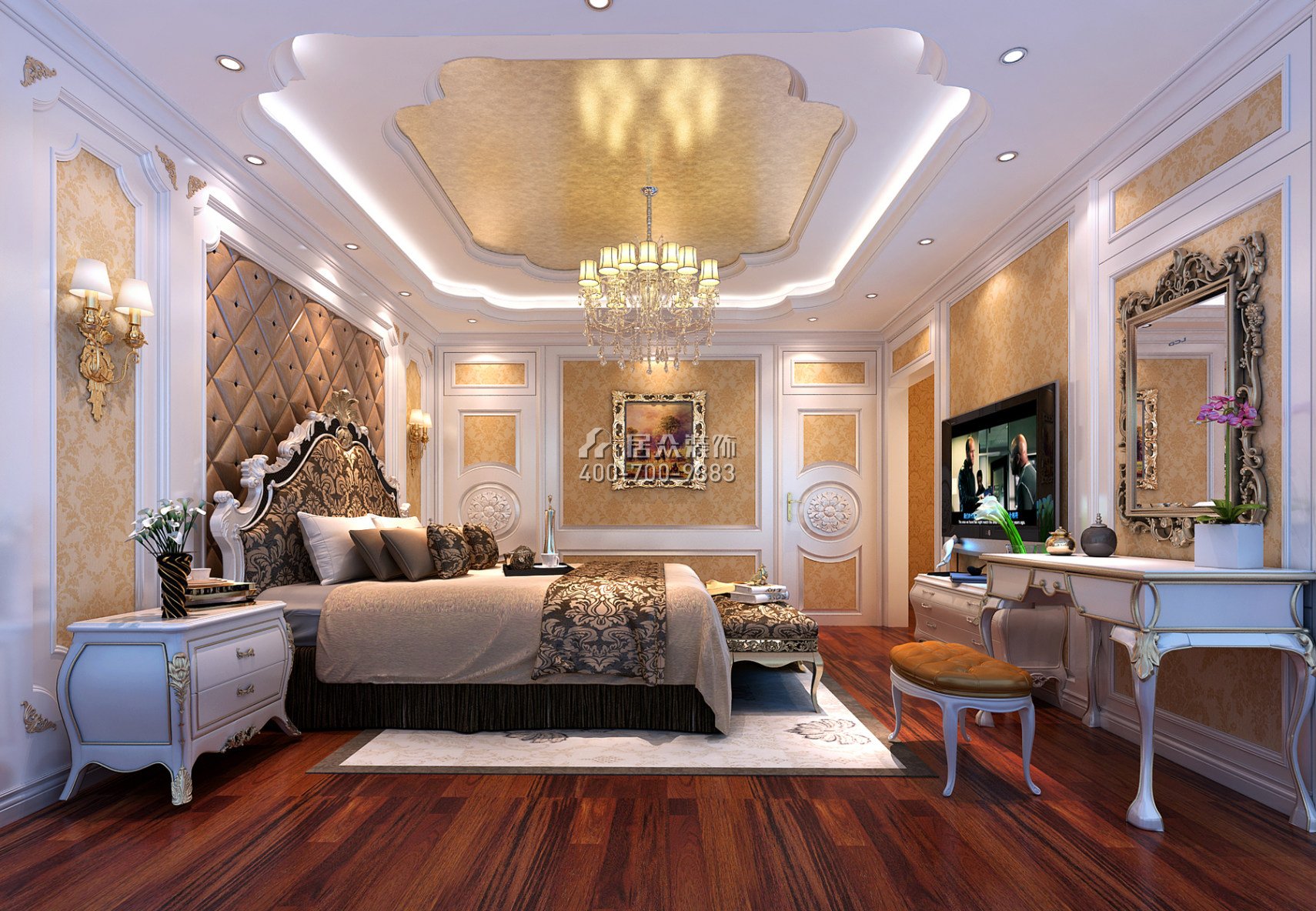 山语清晖177平方米欧式风格平层户型卧室装修效果图