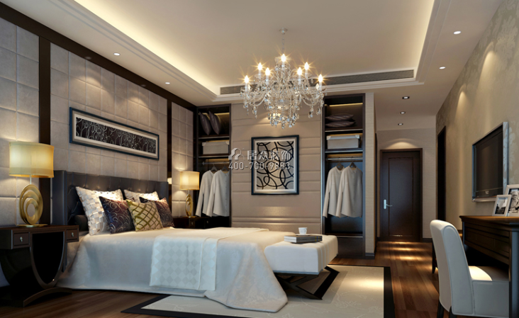 五洲国际商业中心140平方米混搭风格平层户型卧室装修效果图