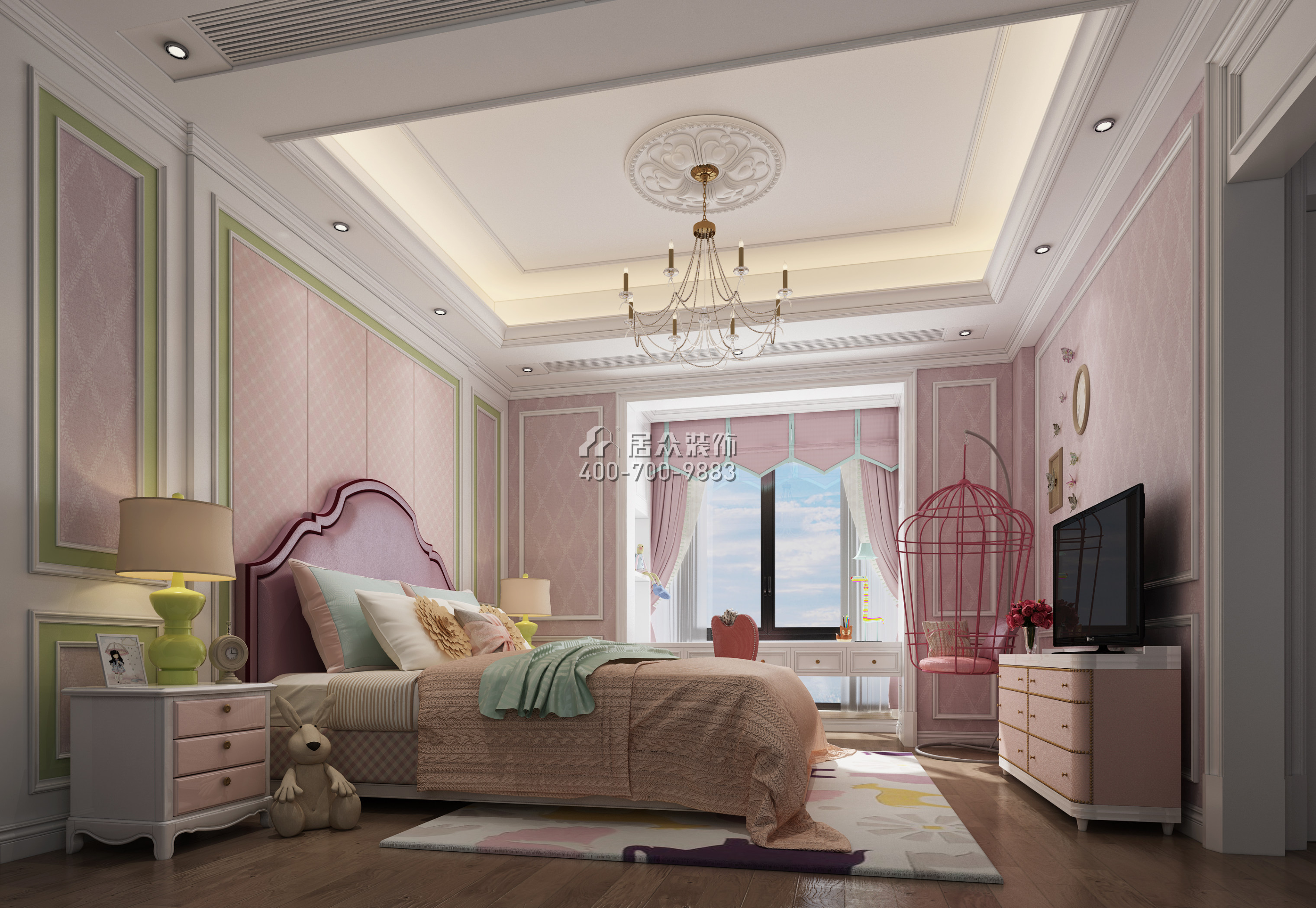 保利西海岸140平方米新古典风格平层户型卧室装修效果图