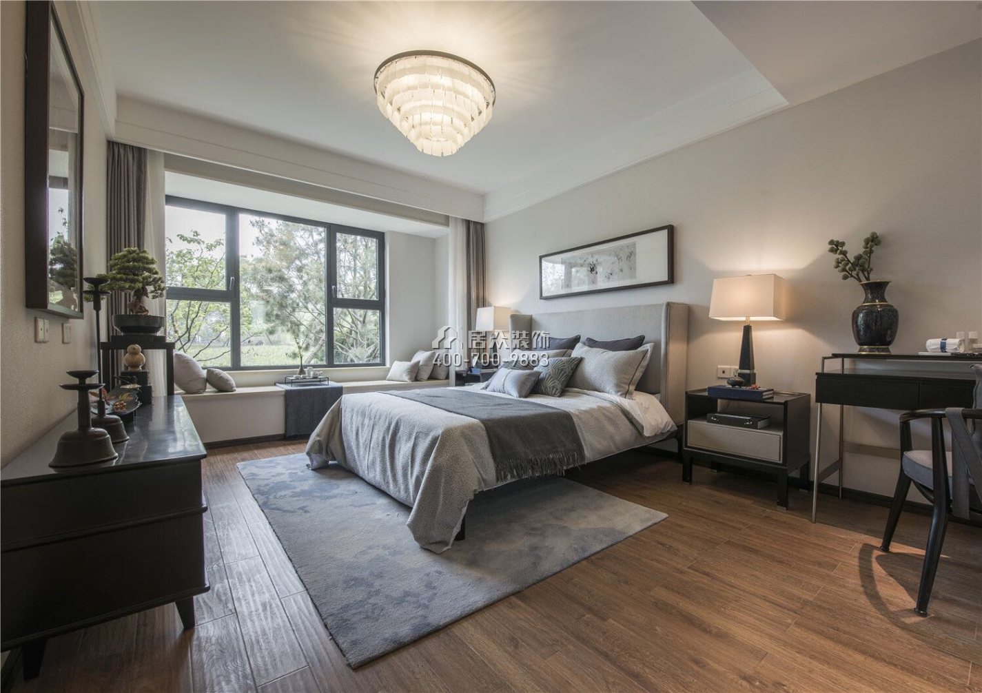 德景园120平方米中式风格平层户型卧室装修效果图