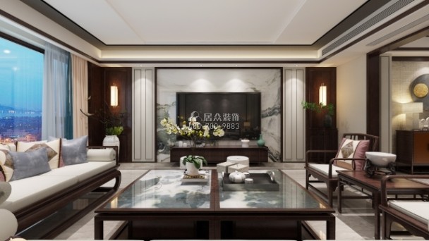 三一翡翠湾240平方米中式风格平层户型客厅装修效果图