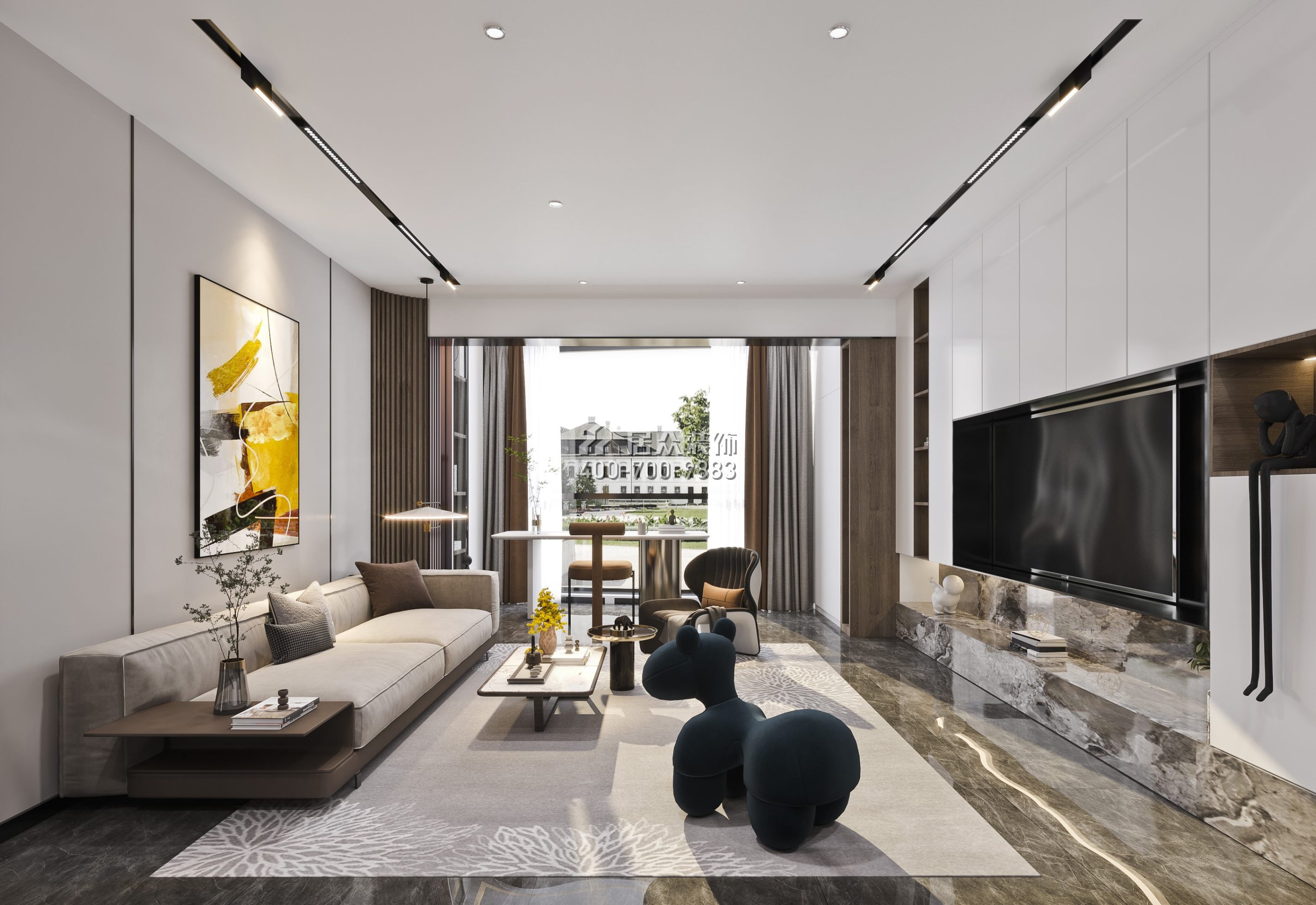 蔚藍海岸二期120平方米現代簡約風格平層戶型客廳裝修效果圖