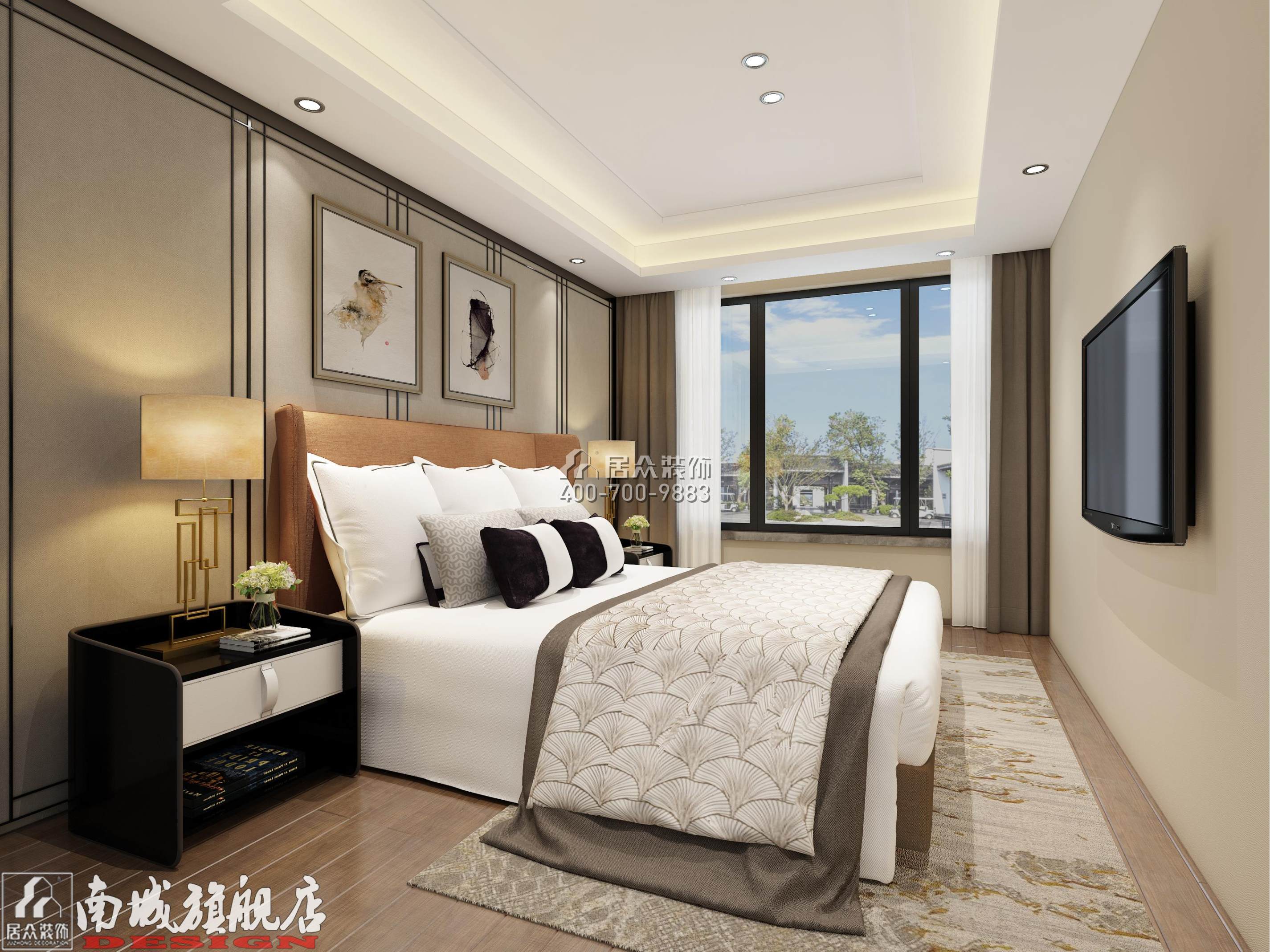 金茂梅溪湖165平方米现代简约风格平层户型卧室装修效果图