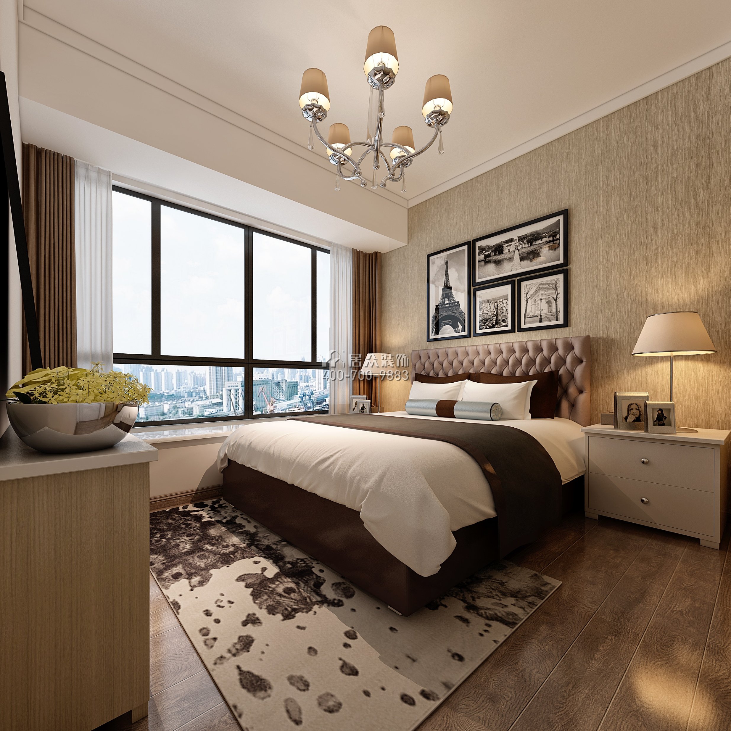 佳兆业广场80平方米现代简约风格平层户型卧室装修效果图