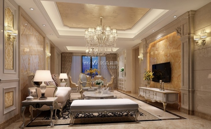 明海雅苑120平方米歐式風格平層戶型客廳裝修效果圖