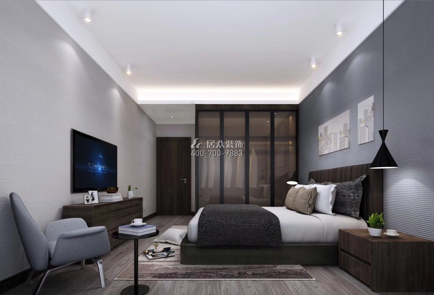 麗景城72平方米現代簡約風格平層戶型臥室裝修效果圖