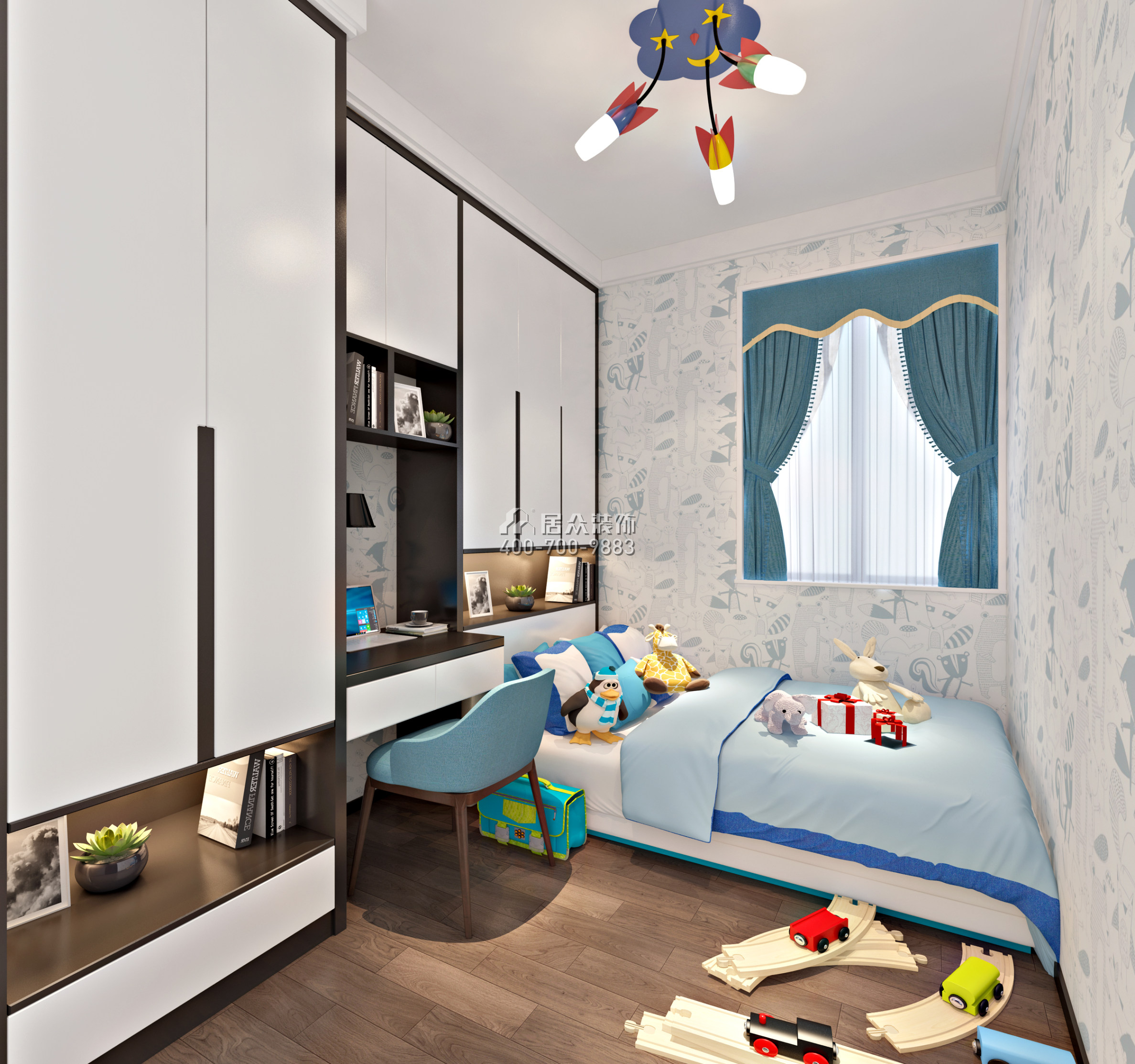 丽景城137平方米现代简约风格复式户型儿童房装修效果图
