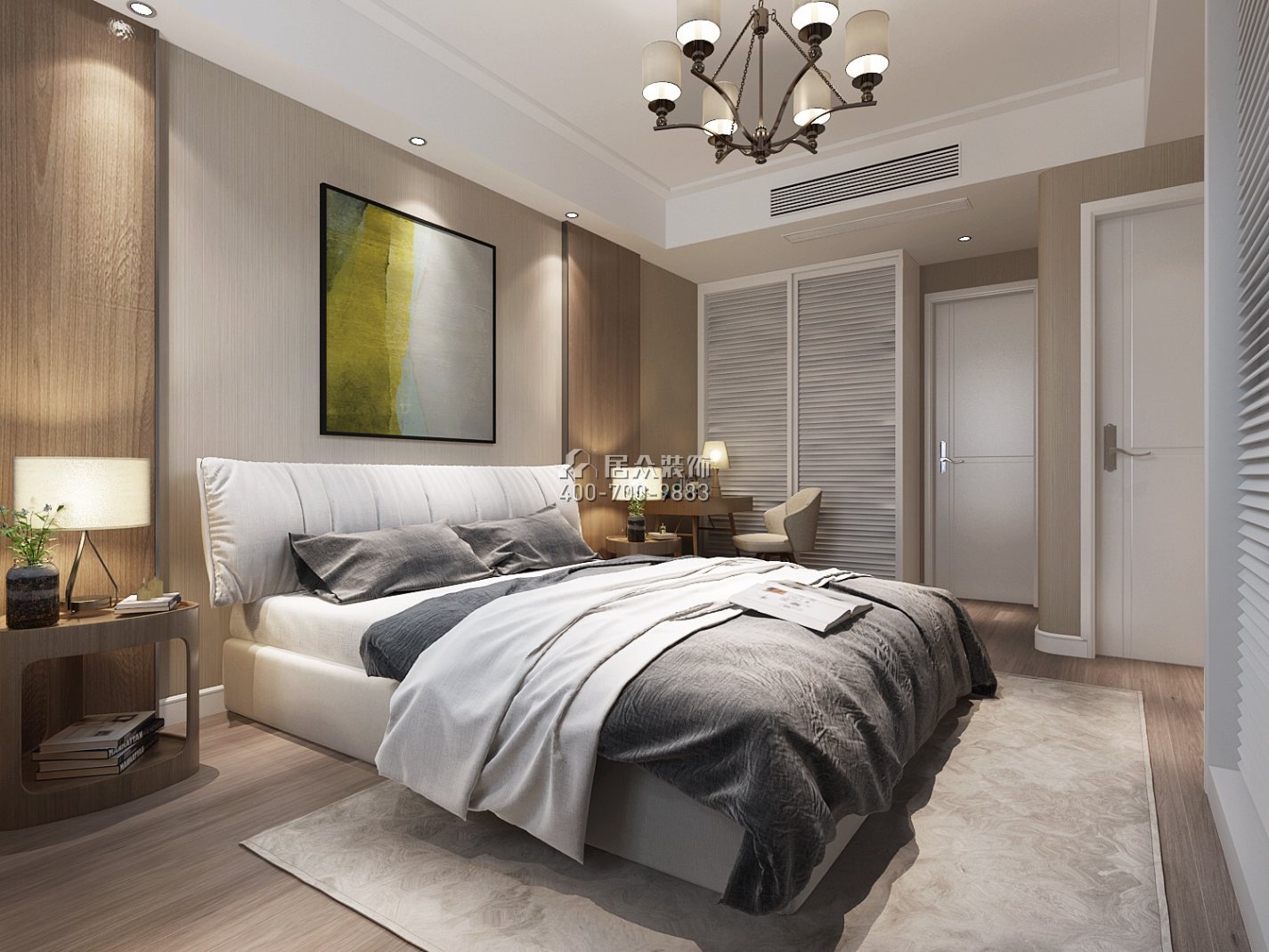 紫御华庭130平方米现代简约风格平层户型卧室装修效果图