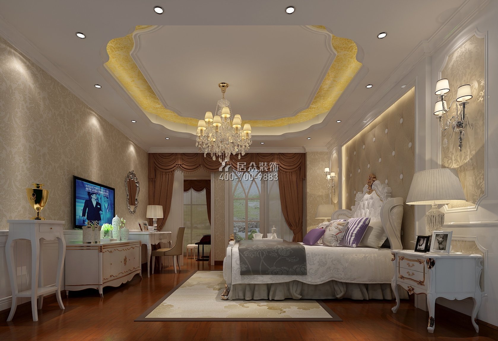 保利林语山庄240平方米欧式风格平层户型卧室装修效果图