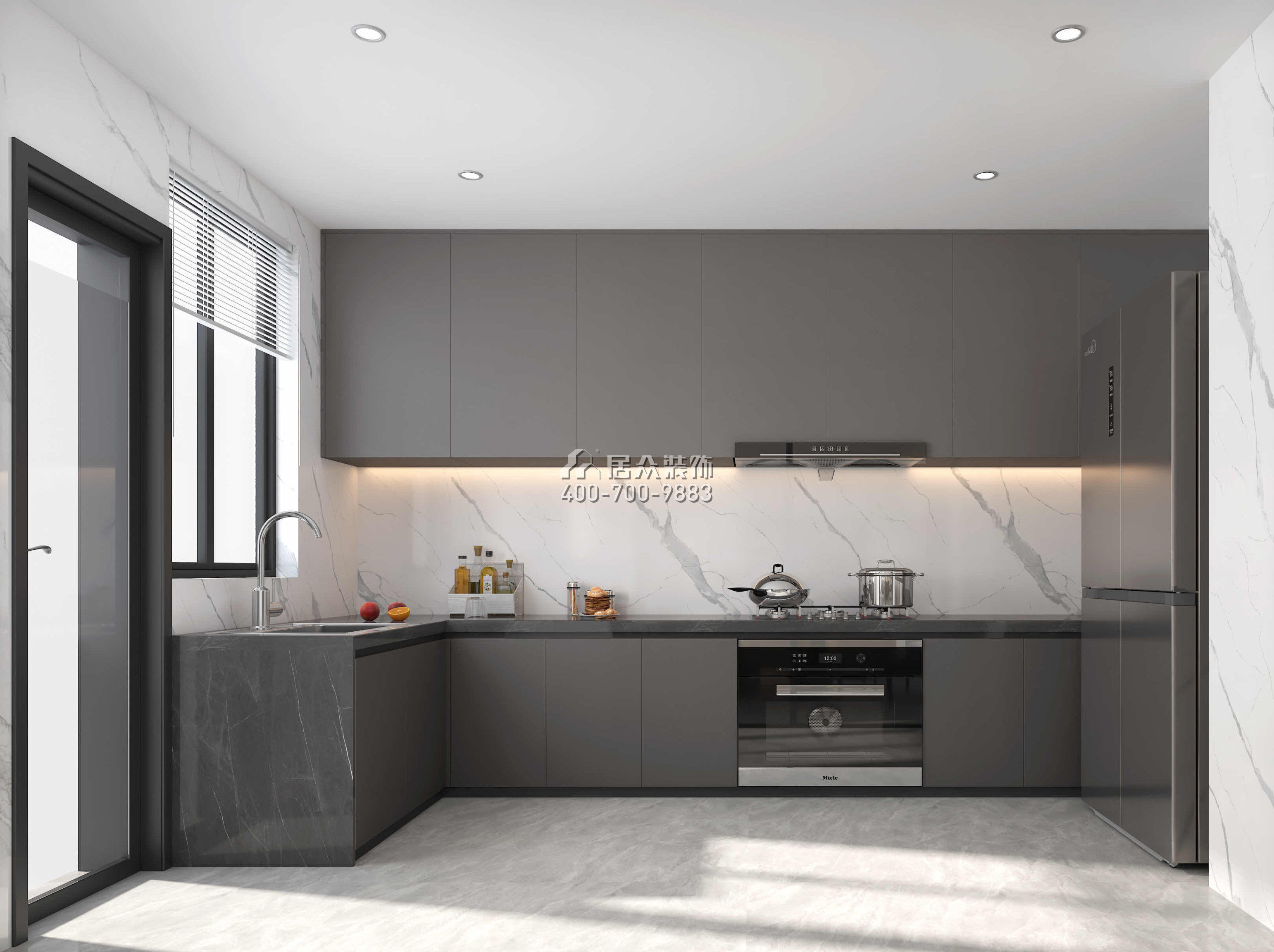 壹方中心175平方米現代簡約風格平層戶型廚房裝修效果圖