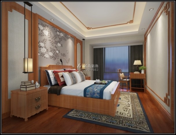 华润城一期160平方米中式风格平层户型卧室装修效果图