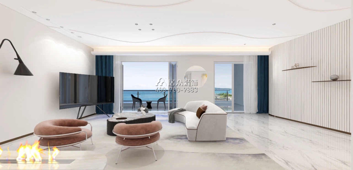 南海玫瑰園三期300平方米現代簡約風格復式戶型客廳裝修效果圖