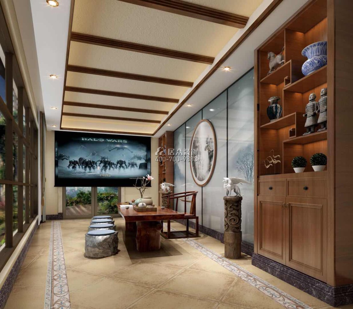 海逸豪庭御峰268平方米美式风格别墅户型茶室装修效果图