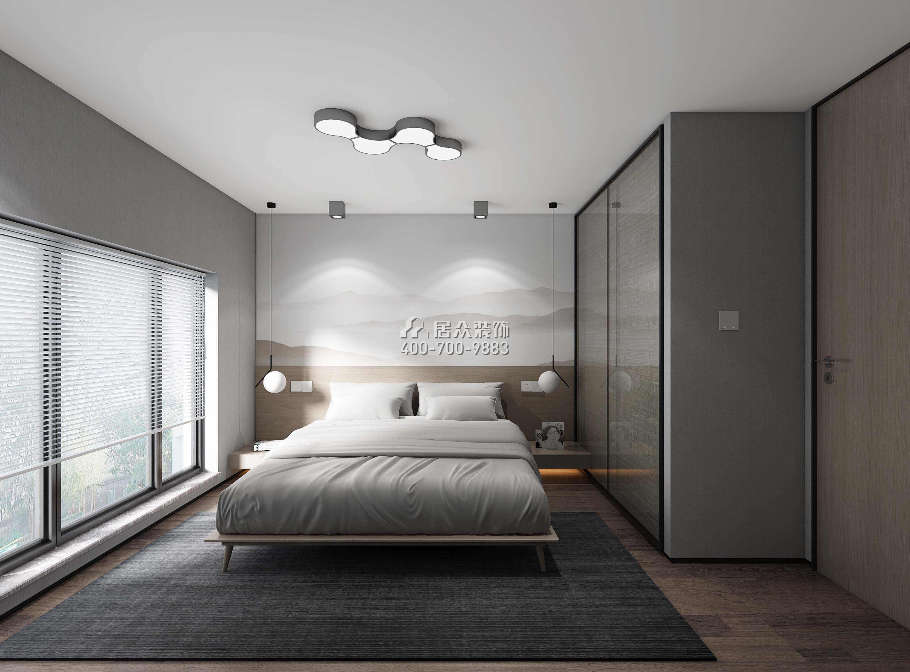中糧創芯公寓120平方米中式風格復式戶型臥室裝修效果圖