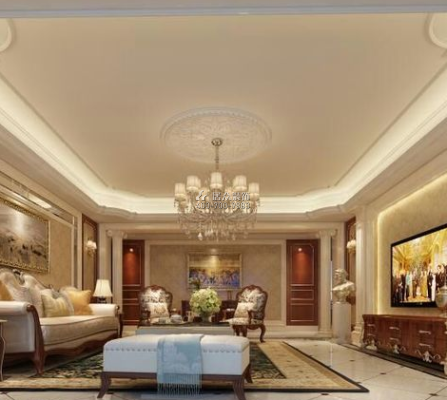 碧桂园天玺湾210平方米美式风格平层户型客厅装修效果图
