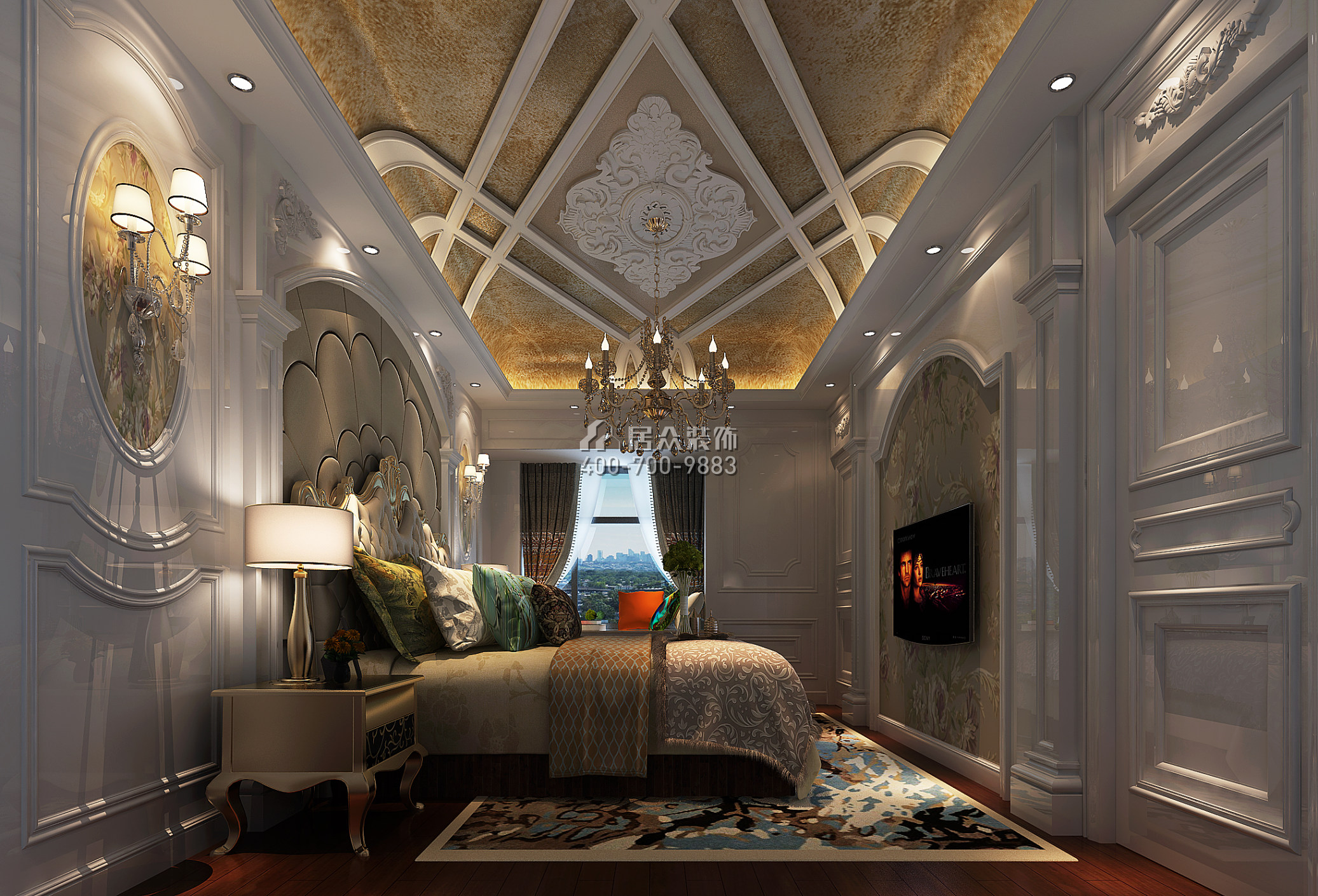雅居乐雍华廷260平方米欧式风格别墅户型卧室装修效果图