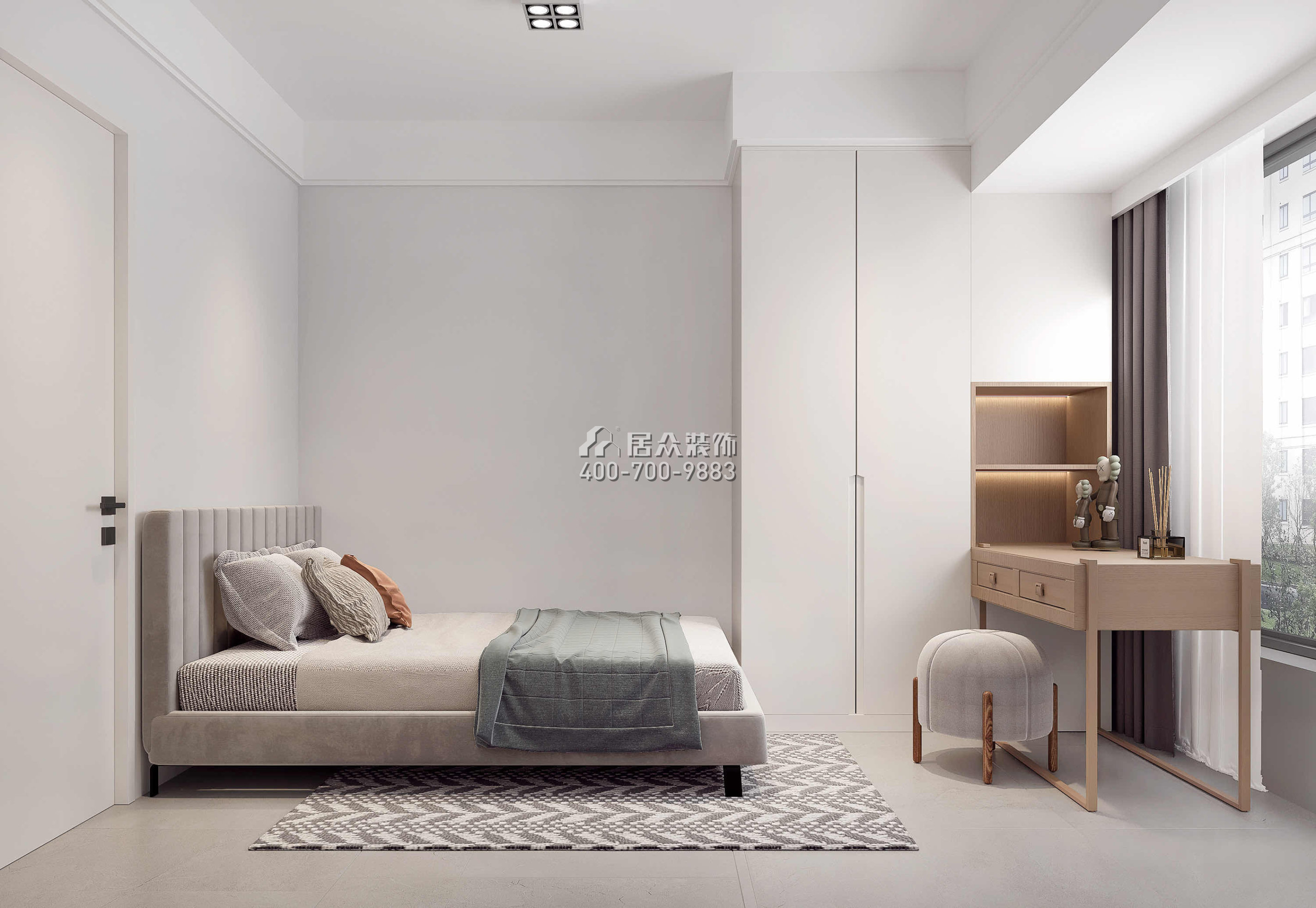 新锦安海纳公馆89平方米现代简约风格平层户型卧室装修效果图